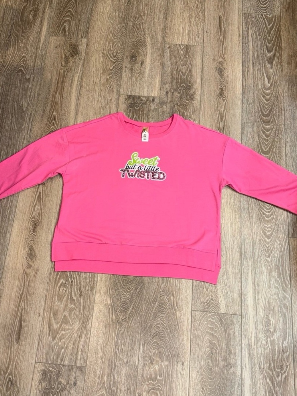 New Women's Pink Crewneck Sweatshirt Sweet but a Little Twisted